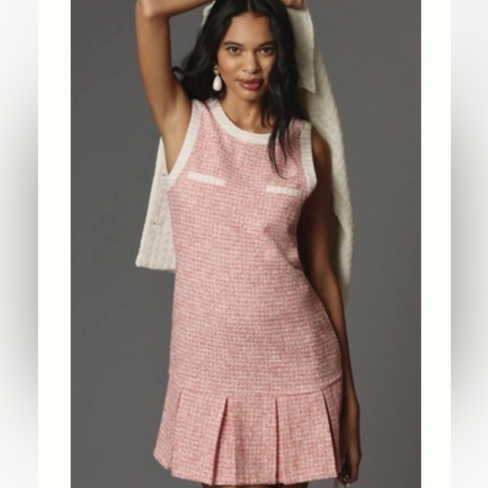 Maeve Pink and Cream Textured Mini Dress
